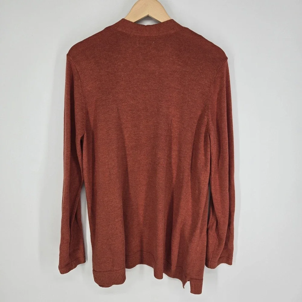 Croft & Barrow‎ Cardigan Sweater Womens Large L Orange Open Robe Top Cozy Lounge